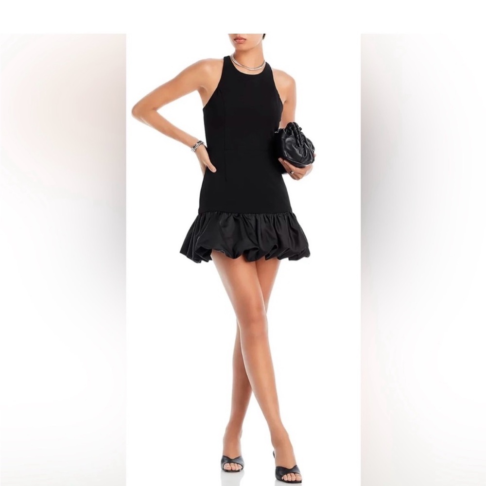 Aqua Black Mini Dress with Ruffle Hem Size Small